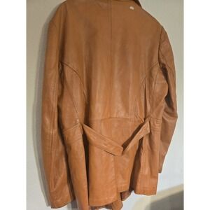 Men Adler Vintage Leather Jacket Orange XL‎